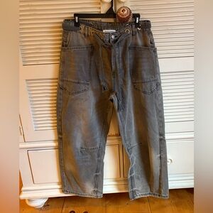 Aaron & Amber Gray Denim Barrel Jeans, Size L